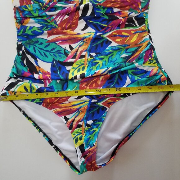 Lauren Ralph Lauren Tropical Leaf Print Swimsuit One Piece Multicolor Size 12 - Picture 5 of 10